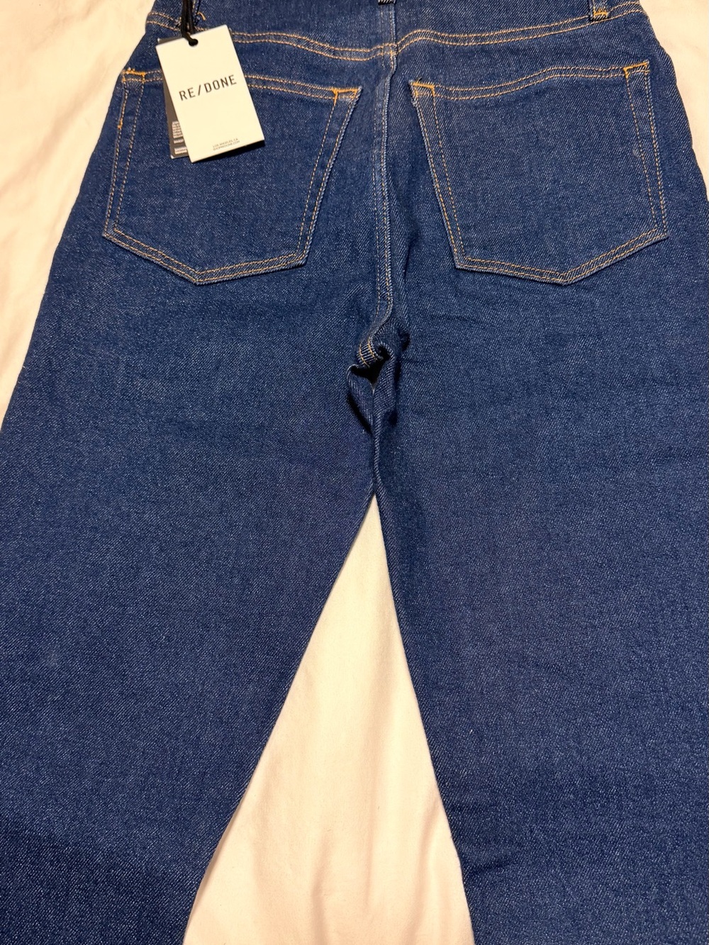 Re/Done Women's Straight Leg Dark Blue Denim Jeans